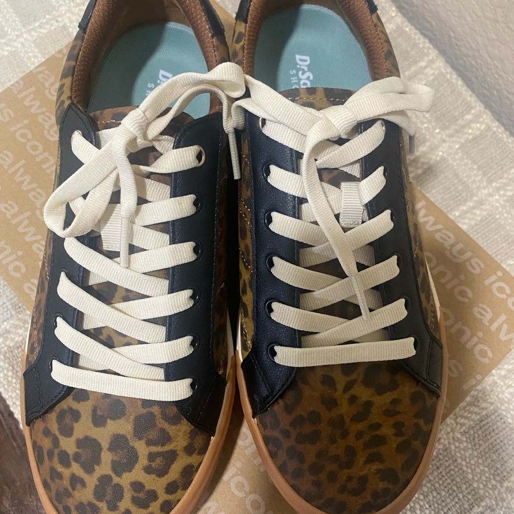 Dr. Scholl's Leopard and Black Tie Up Sneakers - Picture 5 of 7